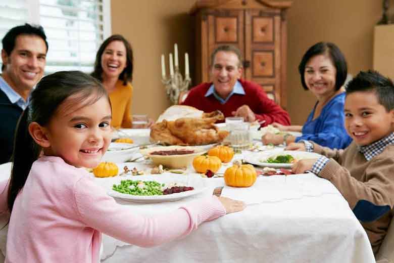 Family having lunch on the dinning table