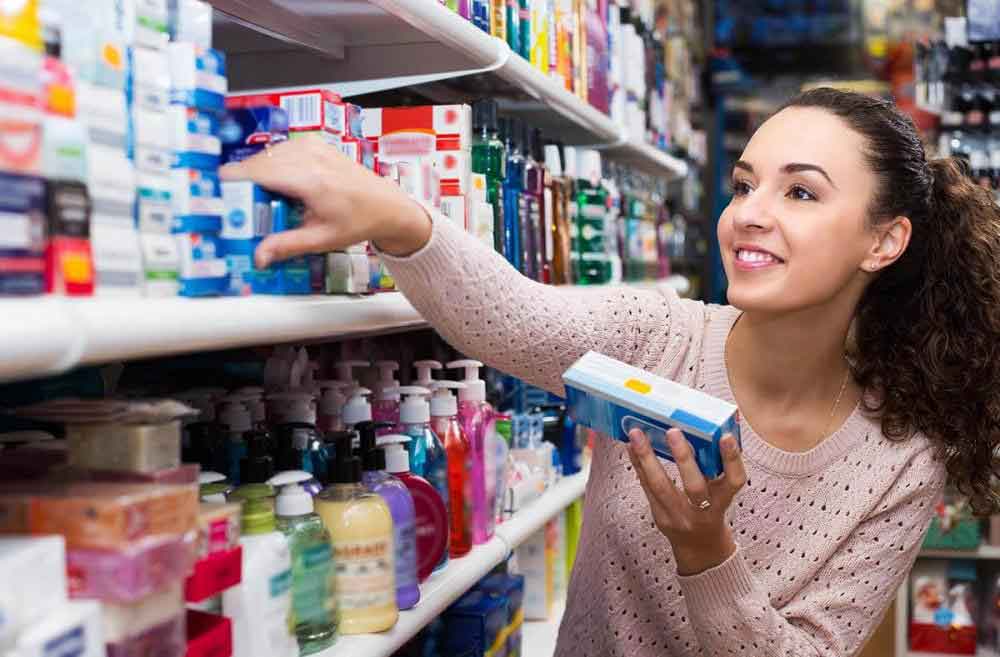 Girl Shopping medicine from the medical mall